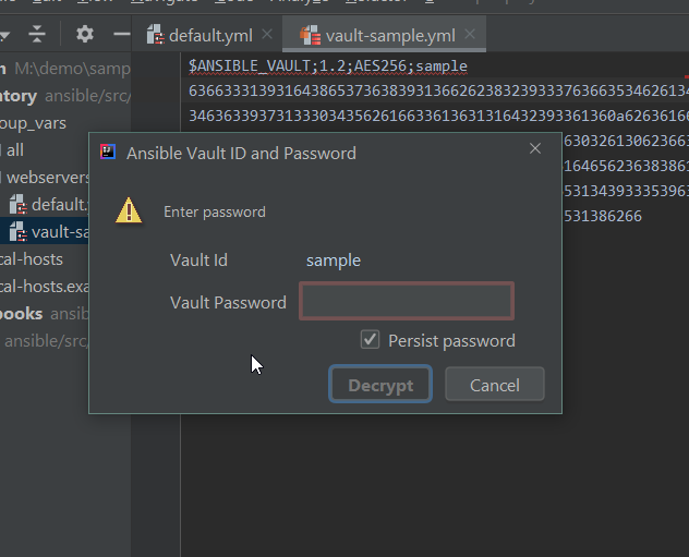 Decrypt Ansible Vault file