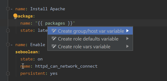 Creating variables via intention