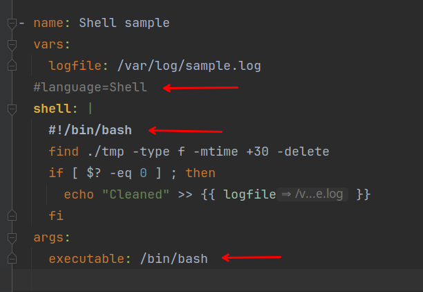 Shell module language injection