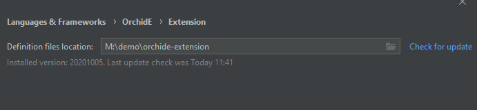 OrchidE extension settings dialog