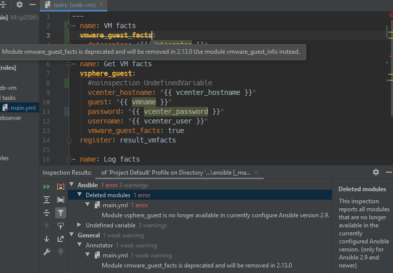 Inspection Deleted Modules for Ansible 2.9