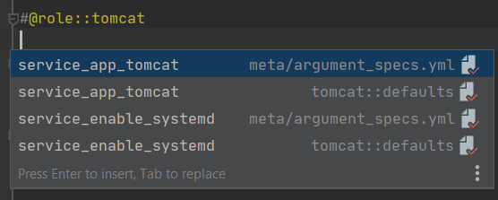 Code completion for group and host variables