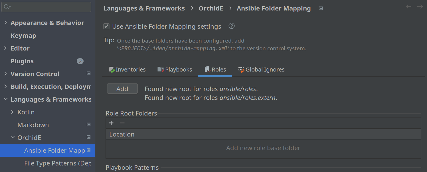 Ansible folder mapping configuration with automatically found folders