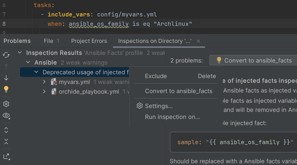 Project-wide refactoring of Ansible facts
