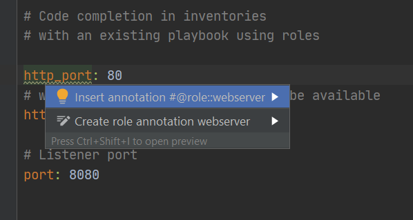 Role annotation inspection & intention