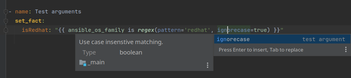Support for argument with Ansible test plugins