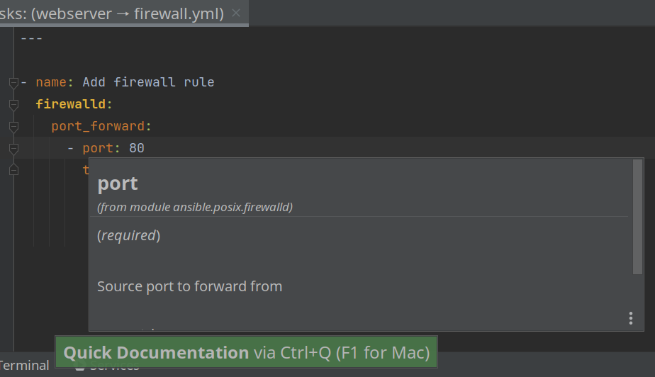 Quick documentation for sub-parameters of module arguments