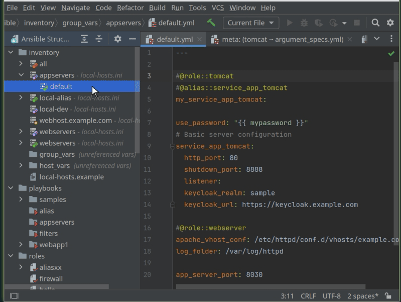 Goto declaration of role and alias annotation